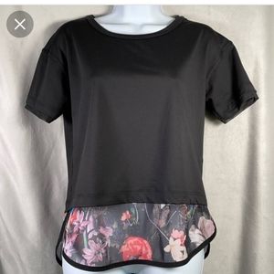 CALIA Women's Black Floral Fashion Top